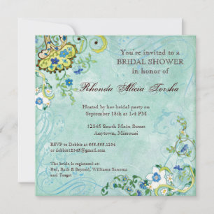 Invitación Paisley Modern Floral Flourin Swirl Boda