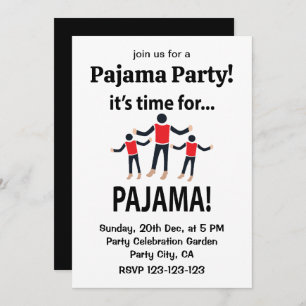 Invitación Pajama es hora de Fiesta Pajama