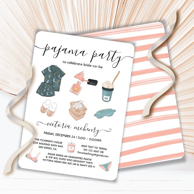 Invitación Pajama Fiesta Bridal Shower Lingerie (Subido por el creador)