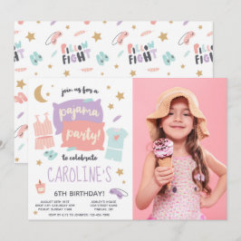 Invitación Pajama Fiesta Chicas cualquier foto de edad fiesta