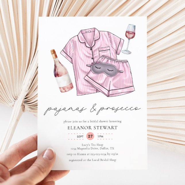 Invitación Pajama Fiesta Slumber PJ Prosecco Bridal Shower (Subido por el creador)