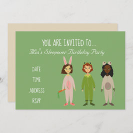 Invitación Pajama linda fiesta de cumpleaños de Slumber