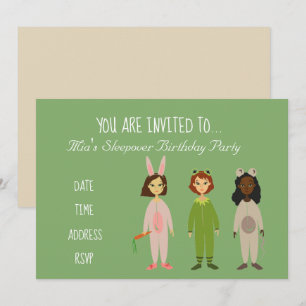 Invitación Pajama linda fiesta de cumpleaños de Slumber