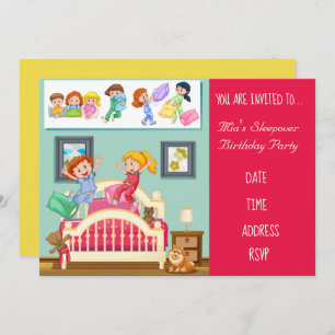 Invitación Pajama linda fiesta de cumpleaños de Slumber slepo