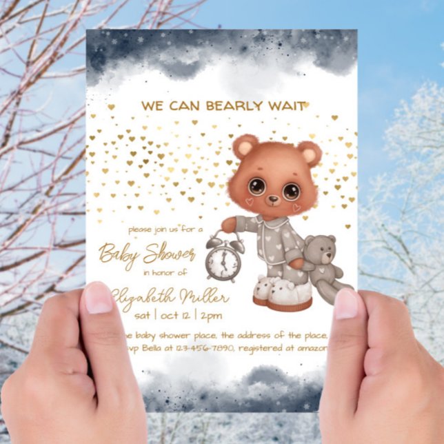 Invitación Pajamas Teddy Bear Sexo Neutral Baby Shower (Subido por el creador)