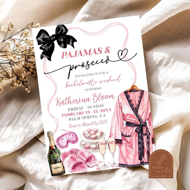Invitación Pajamas y Prosecco Bachelorette Weekend (Subido por el creador)