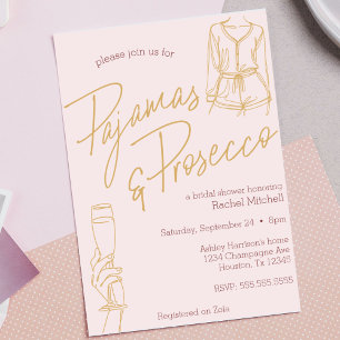 Invitación Pajamas y Prosecco Bridal Rosado / Lingerie Shower