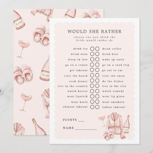 Invitación Pajamas y Prosecco Prefieren Jugar (Anverso / Reverso)