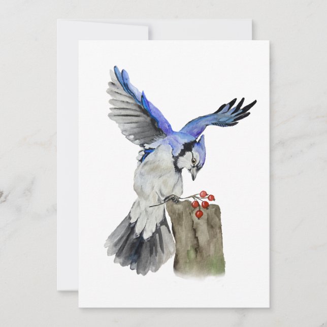 Invitación Pajarera azul acuarela (Anverso)