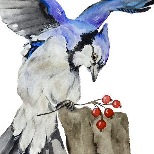 Invitación Pajarera azul acuarela