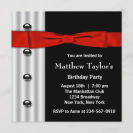 Invitación Pajarita de esmoquin negra roja Tuxedo Cumpleaños 