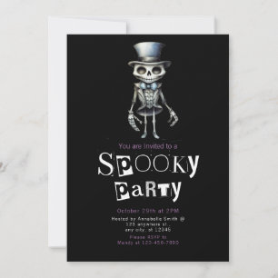 Invitación Pajarita de esqueleto de sombrero alto espeluznant