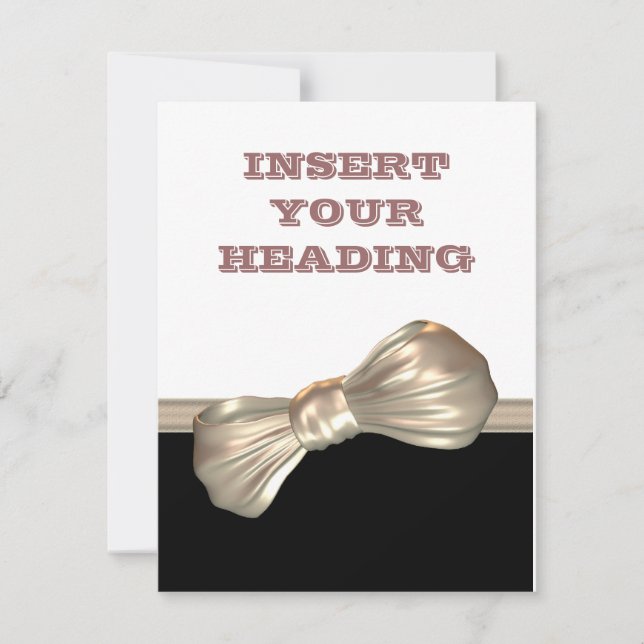 Invitación Pajarita negro blanco crema (Anverso)