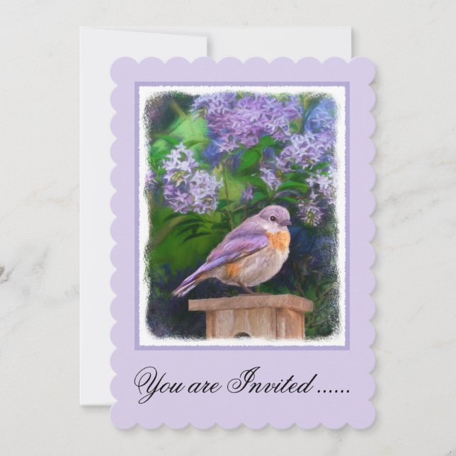 Invitación Pájaro azul oriental en nieve - Fotografía origina (Anverso)