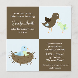 Invitación Pájaro Baby Shower de la mamá y de bebé