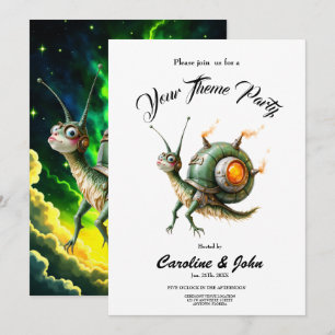 Invitación Pájaro caracol steampunk cósmico – Criatura de sue