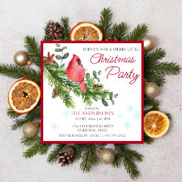 Invitación Pájaro cardenal rojo sobre un pino alegre Navidade