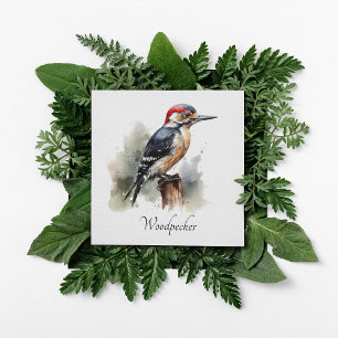 Invitación Pájaro carpintero de bosque acuarela, personalizad