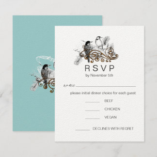 Invitación Pájaro Carpintero Romántico Azul Polvoriento Pájar