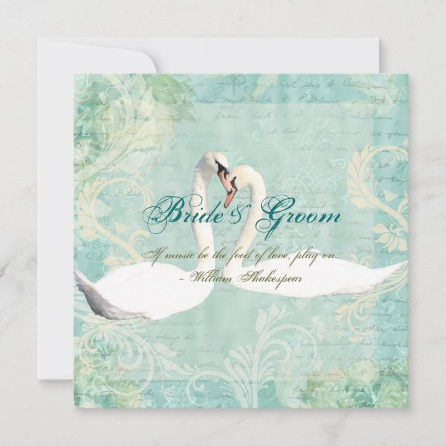 Invitación Pájaro de compromiso blanco Aqua (Anverso)