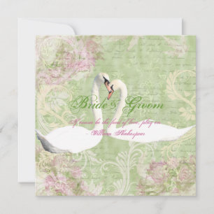 Invitación Pájaro de compromiso verde rosa