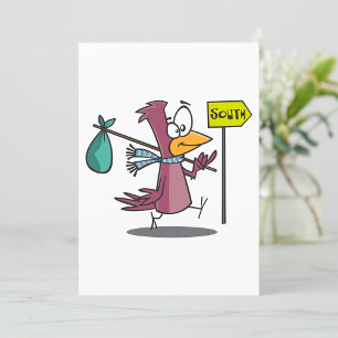 Invitación Pájaro de dibujos animados migrando hacia el sur v