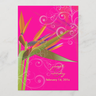 Invitación Pájaro de Paraíso+remolinos/colores DIY
