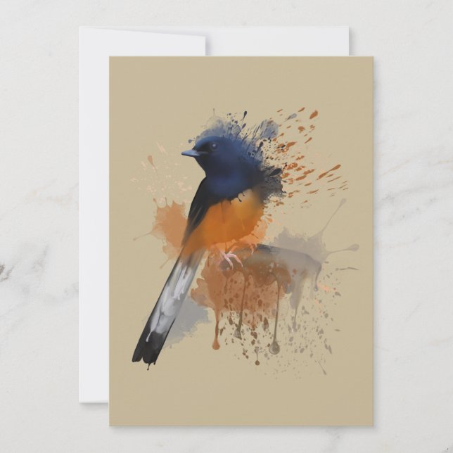 Invitación Pájaro de Shama blanco rumado (Anverso)