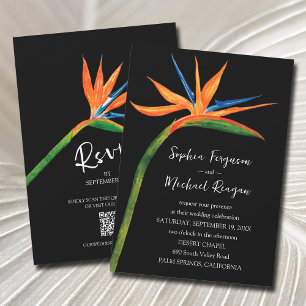 Invitación Pájaro del código QR paraíso todo en un Boda