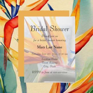 Invitación Pájaro del paraíso Floral Ducha de novias