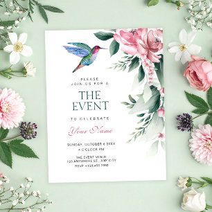 Invitación Pájaro floral acuarela