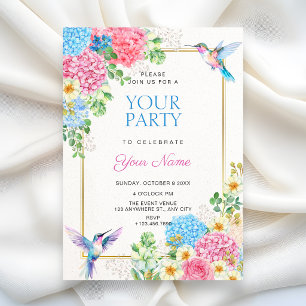 Invitación Pájaro floral estético