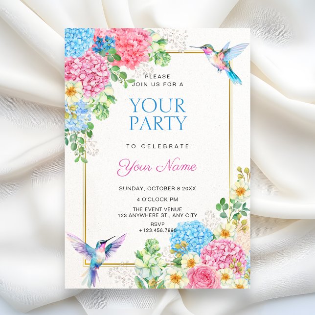 Invitación Pájaro floral estético (Subido por el creador)