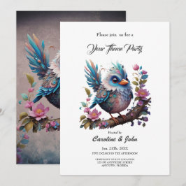 Invitación Pájaro majestuoso sentado en una rama
