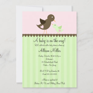 Invitación Pájaro marrón de moda con mamá Baby Shower