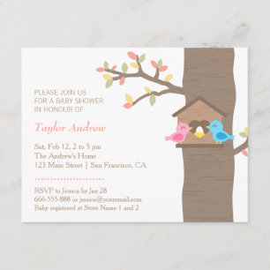 Invitación Pájaro moderno Baby Shower de la jerarquía del