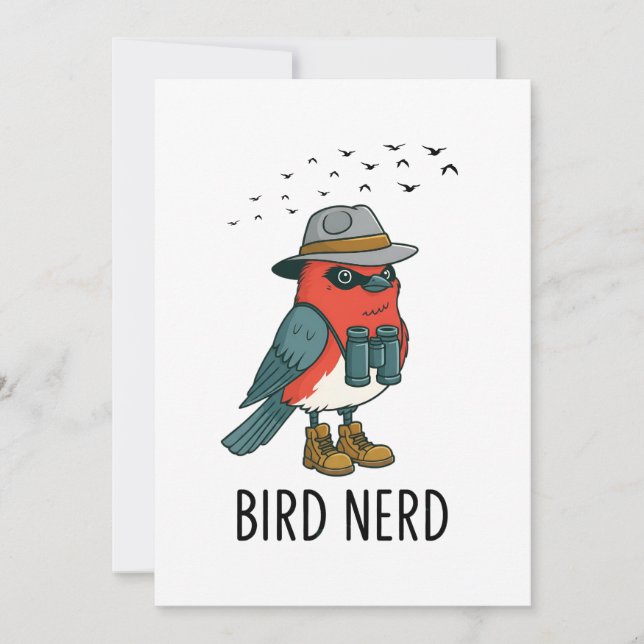 Invitación Pájaro Nerd Funny Bird Mirando Aves Aves Lover (Anverso)
