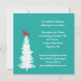 Invitación Pájaro rojo árbol blanco sobre Fiesta de Navidades