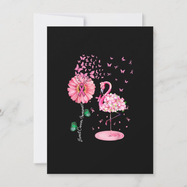 Invitación Pájaro rosa Flamingo Conciencia sobre el cáncer de (Anverso)