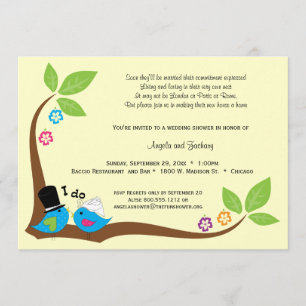 Invitación Pájaros azules de novia y del novio de la