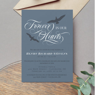 Invitación Pájaros Azules De Pájaros Para Siempre En El Funer