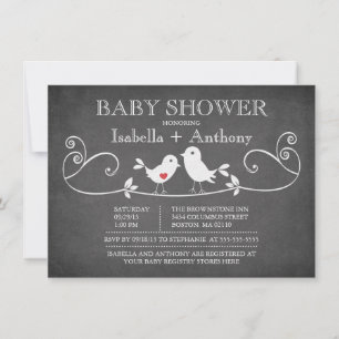 Invitación Pájaros Baby Shower del amor de la pizarra del