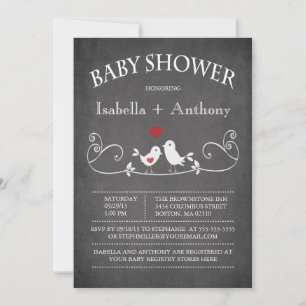 Invitación Pájaros Baby Shower del amor de la pizarra del