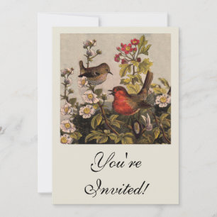 Invitación Pájaros Cantores del Robin Primaveral Vintage Botá