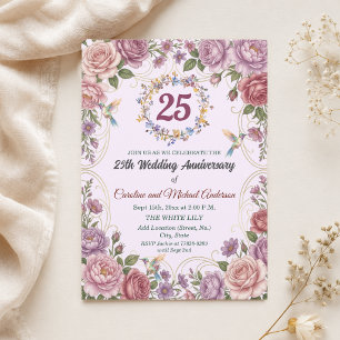Invitación Pájaros colibríes del 25º Aniversario de Bodas de