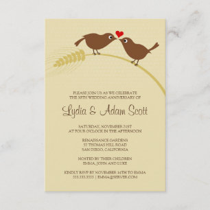 Invitación Pájaros de Amor 3.5" x 5" Bodas de Aniversario