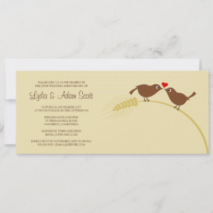 Invitación Pájaros de Amor 4" x 9.25" Aniversario de Boda