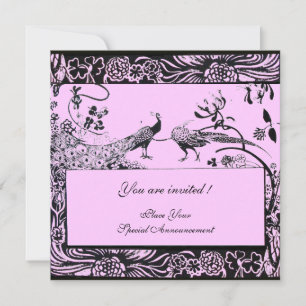 Invitación PÁJAROS DE AMOR boda, negros y blancos, rosados