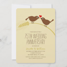 Invitación Pájaros de Amor Campestres Adorables 75º Aniversar