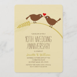 Invitación Pájaros de Amor de Campo Adorables 10º Aniversario